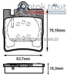 FREN BALATA ARKA MERCEDES E SERISI (W210) E 200 15.30MM 1995-2002 resmi