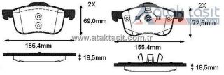 FREN BALATA ÖN İKAZLI VOLVO C70 I 2.0 1998-2005/ S60 I 2.0 T5 2000-2010/ S80 I 3.0 T6 1998-2006/ V70 I 2.0 T 1997-2000/ V70 II 2.0 T 2000-2007/ S 80 I 2.0 T 1998-2006/ S60 I 2.0 T 2000-2010 resmi