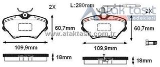 FREN BALATA ÖN RENAULT LAGUNA I (B56,556) 1.8İ 18.00MM 1993-2001 / LAGUNA I (B56,556) 2.0İ 1993-2001 resmi
