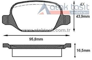FREN BALATA ARKA FIAT LİNEA 1.6 MJT 2007- / LİNEA 1.4 T-JET 2007- / ALFA ROMEO 147 (937) 1.6 2001-2010 / 147 (937) 1.9 JTD 2001-2010 resmi