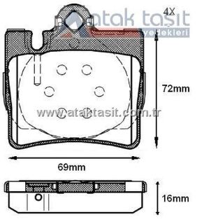 FREN BALATA ARKA MERCEDES S SERISI (W220) S 280 16.00MM 1998-2005 resmi