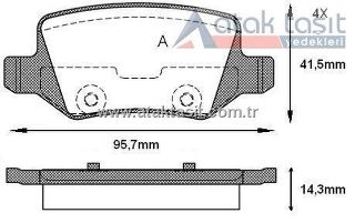 FREN BALATA ARKA MERCEDES A SERISI (W169) A 150 2004-2012/ (W169) A 170 CDI 2004-2012/ B SERISI (W245) B 160 2005-2011/ (W245) B 160 2005-2011/ (W245) B 200 CDI 2005-2011/ VANEO 1.7 CDI 2002-2005 resmi