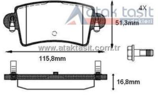 FREN BALATA ARKA RENAULT MASTER II 2.8 DTI 16.80MM 1998-2010/ MASTER II 2.5 DCI 1998-2010/  MASTER II 1.9 DTI 1998-2010/ OPEL MOVANO A 1.9 DTI 2001-2010/ MOVANO A 2.5 DTI 2001-2010 resmi