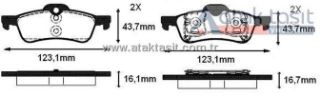 FREN BALATA ARKA MİNİ MİNİ (R50,R53) COOPER 1.6 16.10MM 2001-2006 resmi