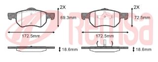 FREN BALATA ÖN CHRYSLER VOYAGER IV (RG, RS) 2.5 CRD 18.60MM 1999-2008 / VOYAGER IV (RG, RS) 2.8 CRD 1999-2008 resmi