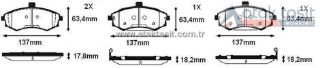 FREN BALATA ÖN İKAZLI HYUNDAİ ELANTRA 1.6İ 2001-2007 / MATRİX (FC) 1.5 CRDI 2001-2010 / MATRİX (FC) 1.6 2001-2010 / ELANTRA 2.0 CRDI 2001-2007 resmi