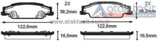 FREN BALATA ARKA CADILLAC CTS 2.6 16.50MM 2002-2007 / CADILLAC CTS 2.8 2002-2007 / CADILLAC STS 3.6 2005- / CADILLAC STS 4.4 2005- resmi