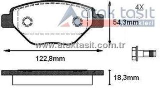 FREN BALATA ÖN RENAULT MEGANE II (BM0/1,CM0/1) 1.4İ 16V 18.30MM 2002-2008 resmi
