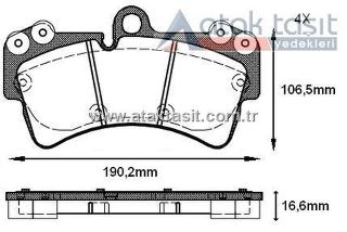FREN BALATA ÖN VOLKSWAGEN TOUAREG 3.0 V6 TDI 2002-2010/AUDI Q7 3.0 TFSI 2006-2015/Q7 3.2İ V6 2006-2015/ PORSCHE CAYENNE 3.0 TDI 2002-2010/ CAYENNE 3.2İ 2002-2010/ CAYENNE 3.6İ 2002-2010 resmi