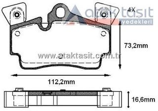 FREN BALATA ARKA 16.60MM AUDI Q7 (4L) 3.0 TDI - 4.2 FSI - 4.2 TDI 2006-2015 / PORSCHE CAYENNE (955) 3.2 - S 4.5İ V8 2002-2010 resmi
