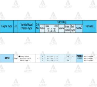 SEGMAN SUNNY  90-91 1.6  PRIMERA  96-00  76.50MM  GA16DE  0.50 TAKIM resmi