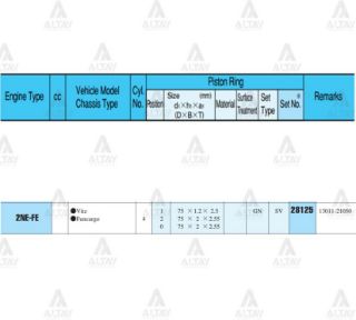 SEGMAN YARİS  99-05 1.3  75.00MM  2NZFE  STD TAKIM resmi