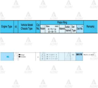 SEGMAN B-2500  96-00   93.00MM  2.5 - WL  STD TAKIM resmi