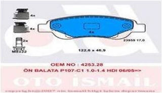 ÖN BALATA P107 06/05 P108 14 C1 1.0 1.4HDİ 6.05 1.0 1.2VTİ 14 TOYOTA AYGO 1.0 1.4 HDİ 7.05 resmi