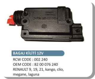 BAGAJ KİLİT MOTORU R9-R19-R21-CLİO-KANGOO-MEGANE-LAGUNA resmi