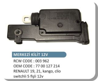 KAPI KİLİT MOTORU SOL R19-R21-CLİO-KANGOO 5 FISLI 12V resmi