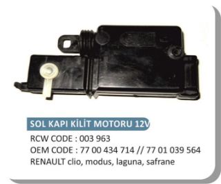 KAPI KİLİT MOTORU SOL CLİO 5 FISLI resmi