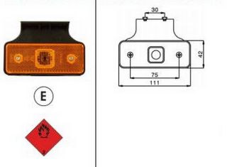 SIDE MARKER KAPALI DÜZ BAGLANTI BRAKETLİ 250MM TESİSATLI resmi