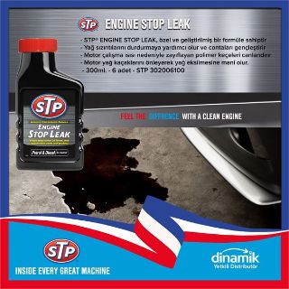 STP® ENGINE STOP LEAK, KÜÇÜK YAĞ SIZINTILARINI DURDURMAYA YARDIMCI OLUR VE CONTALARI GENÇLEŞTİRİR. NORMAL MOTOR ÇALIŞMA ISISI NEDENİYLE ZAYIFLAYAN POLİMER KEÇELERİ VE CONTALARI YENİLEMEK İÇİN ÖZEL BİR MADDE İLE FORMÜLE EDİLMİŞTİR. 300ML. resmi