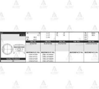PİSTON TAKIM TERİOS 1.3L   97-01  CHARADE 1.3L  96-98  76.50MM  0.50 resmi