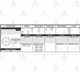 PİSTON TAKIM 323 1.5L   95-98  75.30MM  ZC-Z5  STD resmi