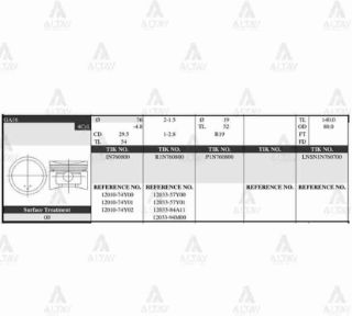 PİSTON TAKIM SUNNY 1.6L   90-91  PRIMERA   96-00  76.00MM  GA16  STD resmi
