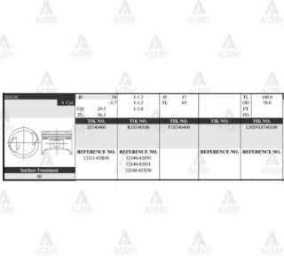 PİSTON TAKIM SWİFT 1.3L   89-95  74.00MM  G13  STD resmi