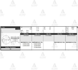 PİSTON TAKIM SWİFT 1.3L  8V   96-02  74.00MM  G13A  STD resmi