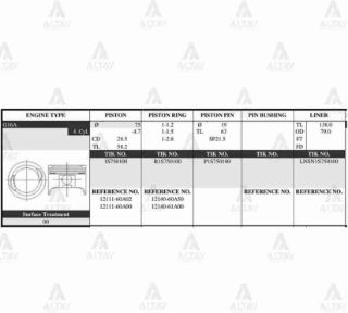 PİSTON TAKIM VİTARA 1.6L 8V  89-99  75.00MM  G16A  STD resmi