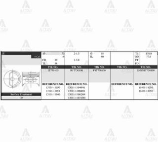 PİSTON TAKIM COROLLA 1.3L   88-97  73.00MM  2E  STD resmi