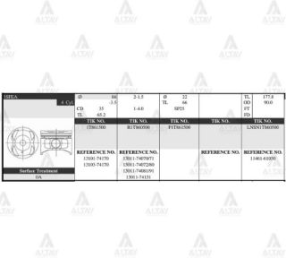 PİSTON TAKIM RAV-4 2.0L   95-98  86.00MM  3SFE  STD resmi