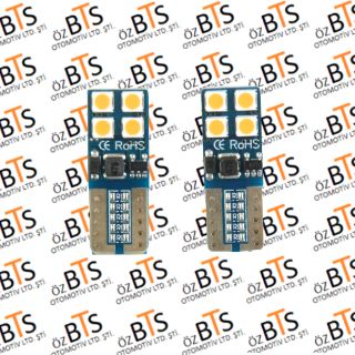 T10 AMBER DİPSİZ CANBUS .. 8 LED resmi