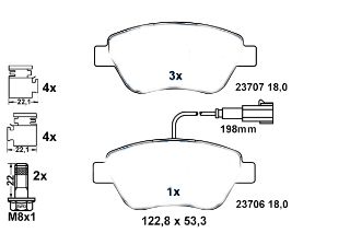 ÖN BALATA DOBLO 1.3-1.6-1.9 JTD 02 FİORİNO 1.3-1.4 MTJ 08 FIAT 500 1.4 07 resmi