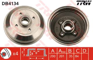 FREN KAMPANASI ARKA 1993-2002 CHEVROLET: CORSA HAT CHBACK, CORSA PİCKUP, CORSA SALOON, TIGRA OPEL: COMBO 71, CORSA B S93, CORSA B BOX S93, CORSA B ESTATE S93, TIGRA S93 VAUXHALL: CORSA MK I B S93, NOVA HATCHBACK S83, TIGRA MK I S93 resmi