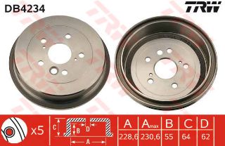 KAMPANA FREN ARKA-(229-5)-(TOYOTA: RAV4 96>05 ) resmi