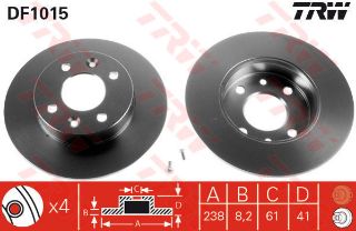 ÖN FREN AYNASI CLİO-TWINGO B/C57 1.1 1.2 93 R5 84-88 238X8.2X4DL resmi