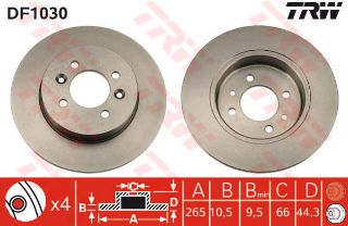 FREN DİSKİ ARKA LAGUNA I 95>01 SAFRANE 92>96 DÜZ 265MM 4 BİJON resmi