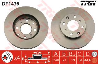 ÖN FREN AYNASI HAVALI CİVİC IV V 1.4 1.5 1.6 16V 91/2.01 ROVER MG ZR ZS 01 240X21X4DLXHAVALI resmi