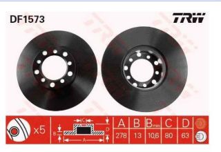 FREN DİSKİ ÖN MERCEDES W123 76>85 W114 68>72 C123 77>85 W115 68>73 DÜZ 278MM resmi