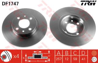 ÖN FREN AYNASI TMPR-TİPO-MAREA-BRAVA-BROVO-ALFA-145-146-DEBRE-DELTA-YPSİLON 257X12X4DL resmi