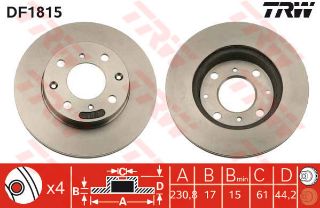 ÖN FREN AYNASI CİVİC 91-95 ROVER200 85-89 230.8X17X15XHAVALI resmi