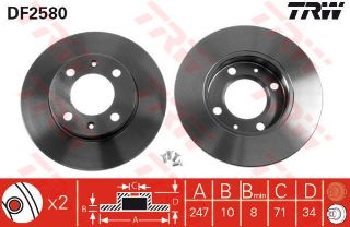 FREN DİSKİ ÖN P405 1.6-1.9-1.8T (89-92) P405 II 1.8-2.0-2.0 16V (92-95) (247×10×9) resmi