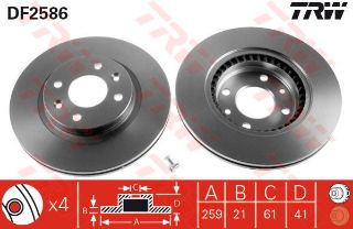 ÖN FREN AYNASI BOYALI ORTA MGN 96 LOGAN 04 KNG 1.5DCİ CLİO I-II91 TWNG 07 R19 259X20.6X4DLXHAVALI resmi