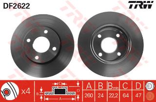 ÖN FREN AYNASI MONDEO II 93-96 III 96-00 SCORPIO 95-98 1.6 16V-1.8-2.0İ 16V 260X24X4DLXHAVALI resmi
