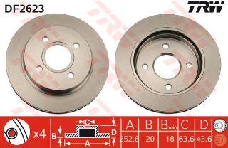 X ARKA FREN AYNASI MONDEO 1.6İ 16V-1.8İ 16V-2.0İ 16V 93-96 252.6X20X4DLXHAVA resmi