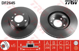 ÖN FREN AYNASI OMEGA A-B 2.6-3.0 24V 90/7.03 SENATOR 90/93 296X28X5DLXHAVALI resmi