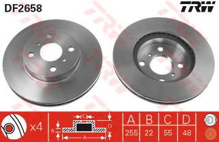 ÖN FREN AYNASI COROLLA 1.4 İE 16V 00-01 1.3 İE 16V 92-97 1.8 İE 16V 92-97 255X22X4DLXHAVALI resmi
