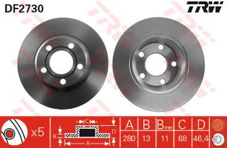 ÖN FREN AYNASI AUDI A4 1.6-1.9TDI 95/11.00 A4 AVANT 1.6-1.8 20V-1.9TDI 95/9.01 280X13X5DL resmi