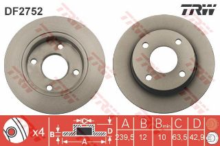 ÖN FREN AYNASI FİESTA IV-KA-MAZDA 121 1.2-1.3-1.8 D-1.3İE 239.5X12X4DL resmi
