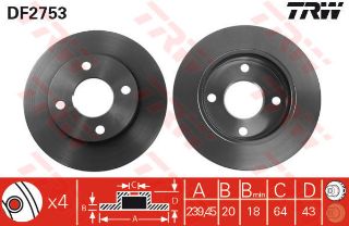ÖN FREN AYNASI ESCORT VI-VII-FIESTA III-IV FORD KA 96 MAZDA 121 96 ORİON III 239.5X20X4DLXHAVALI resmi